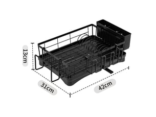 Égouttoir à vaisselle en acier inoxydable – plateau d'égouttement et buse en spirale, noir