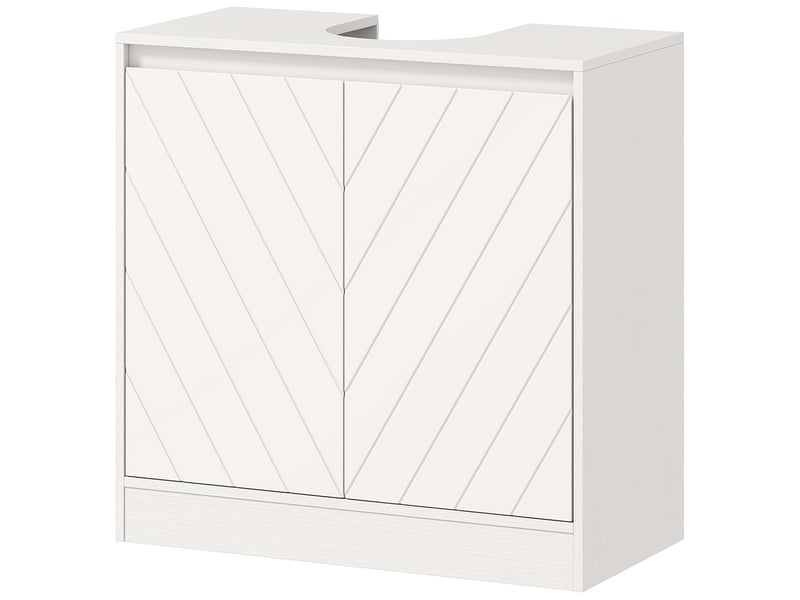  Meuble salle de bain sous lavabo - meuble sous-vasque - placard 2 portes avec étagère blanc  - Conforama B