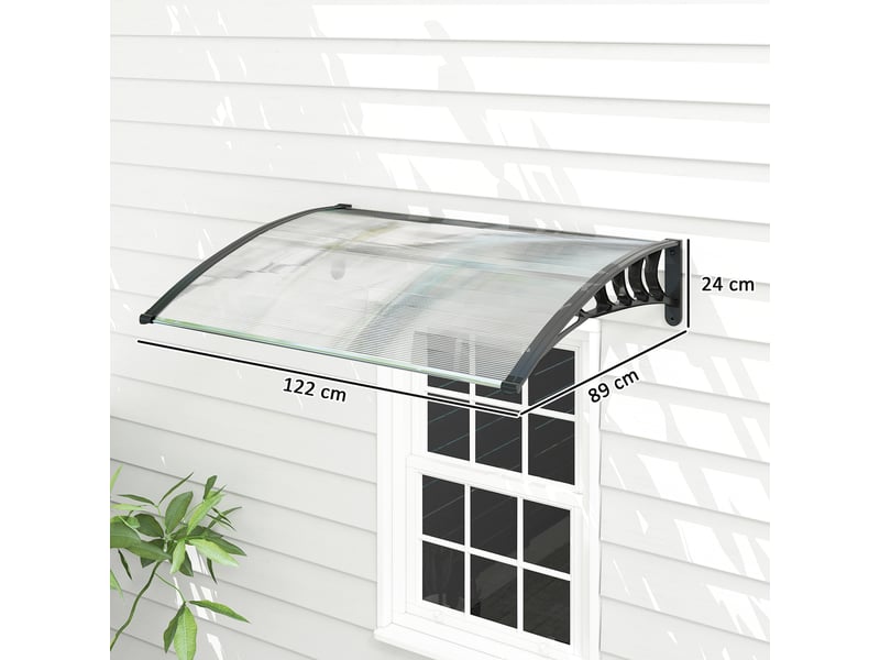  Auvent extérieur incurvé avec vis et boulons inclus, en polycarbonate, pp et aluminium, 122 x 89 x 24 cm  - Conforama E
