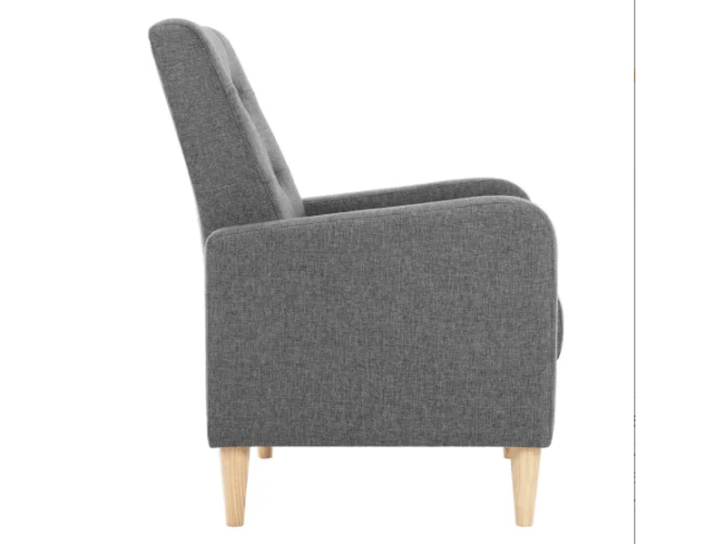 Fauteuil lounge 1 place style nordique, chaise rembourrée pour salon ou chambre - Conforama E