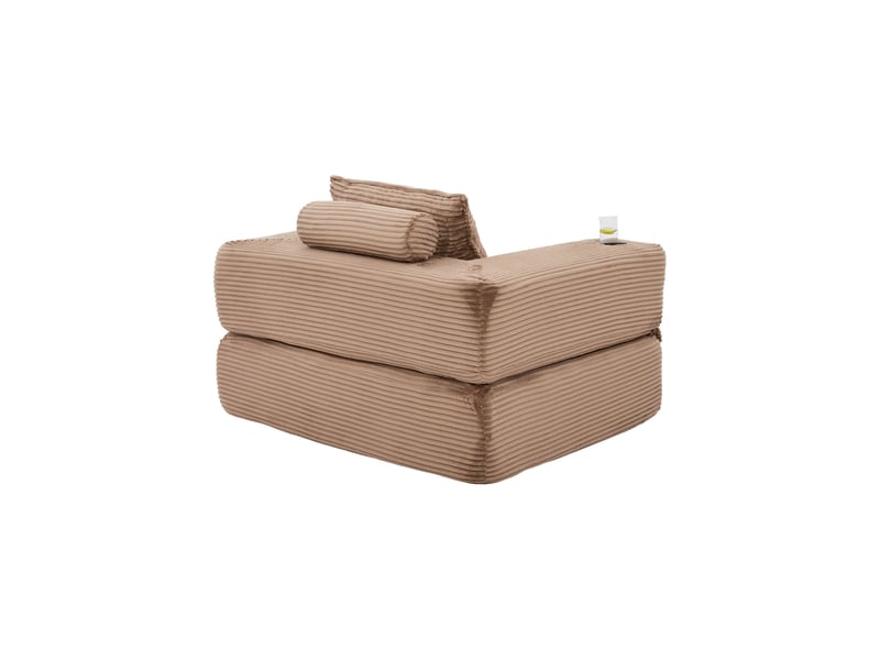  Canapé convertible 2 places en velours côtelé marron avec dossier en mousse à mémoire de forme  - Conforama A