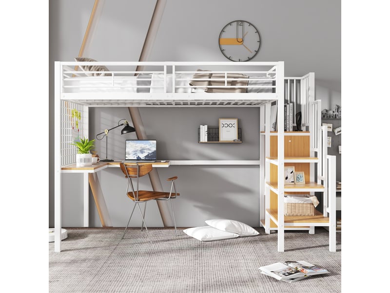  Lit mezzanine 90x200cm coloris blanc lit enfant blanc - Conforama B