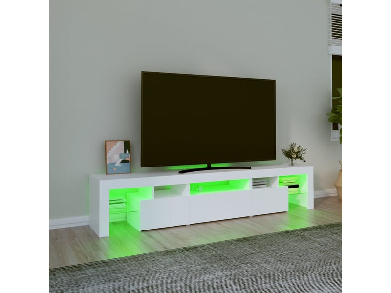  Meuble tv - banc tv - meuble de rangement avec lumières led blanc 200x36,5x40 cm  - Conforama D