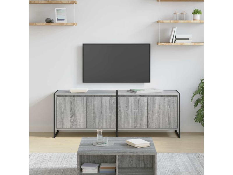  Meuble tv - banc tv - meuble de rangement 140 x 36 x 49.5 cm gris sonoma bois d'ingénierie  - Conforama B