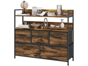 Chiffonnier 5 tiroir(s)    <strong></strong> <strong></strong> coloris marron largeur 98 cm hauteur 85 cm