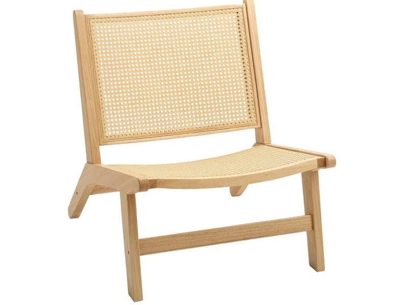  Fauteuil de lecture 64 x 70 x 74 cm – bois naturel – assise large et dossier en rotin, sans accoudoirs  - Conforama A