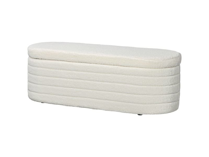  Banc de lit en tissu teddy avec compartiment de rangement pour entrée et chambre, 116 x 41 x 40,5 cm, crème  - Conforama B