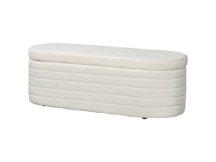 Banc de lit en tissu teddy avec compartiment de rangement pour entrée et chambre, 116 x 41 x 40,5 cm, crème