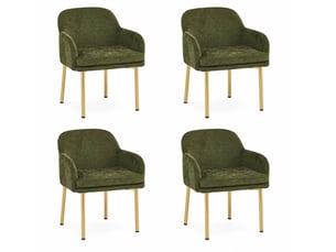 Lot de 4 chaises de salle à manger 61x59x78,5 cm avec accoudoirs, patins réglables, polyester fer, vert