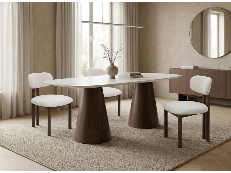  Lot de 2 chaises en tissu texturé écru pieds en métal marron leona A3123-ECR-MARR - Conforama D