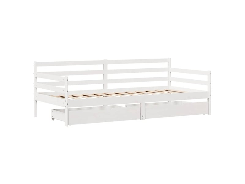  Lit simple- lit adulte -  lit de jour et tiroirs sans matelas blanc 90x190 cm bois massif  - Conforama B
