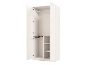 Armoire de chambre blanche 90x48x200 cm avec 2 penderies et 3 étagères
