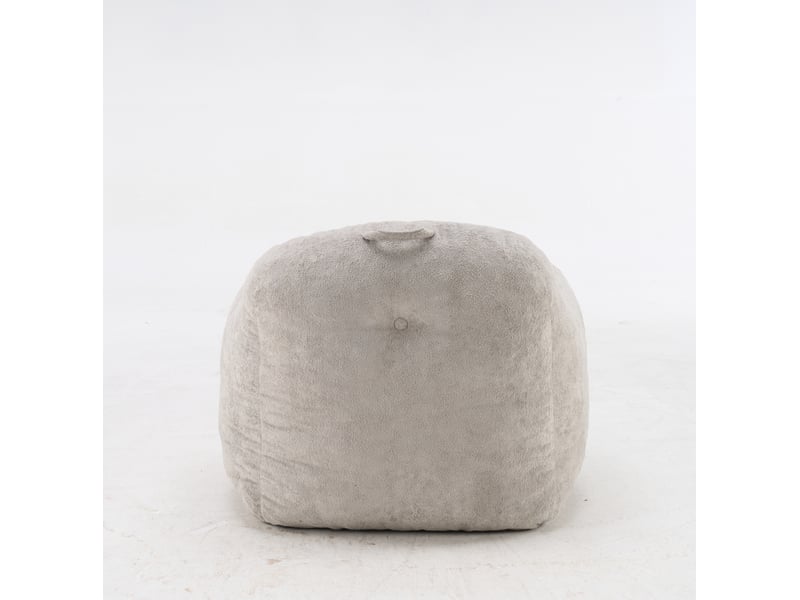  Fauteuil poire avec accoudoirs 95x95 cm – gris clair – simili fourrure et mousse déchiquetée, sans montage  - Conforama A