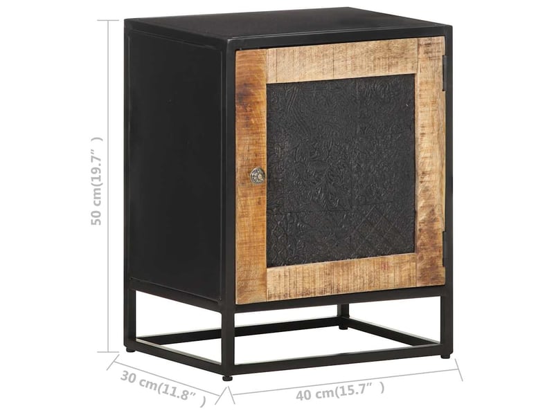  Table de chevet - cabinet de chevet - table de nuit 40x30x50 cm bois de manguier brut  - Conforama E