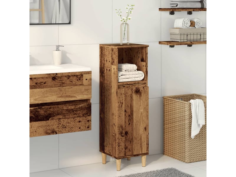  Armoire de salle de bain vieux bois 30x30x100cm bois ingénierie shl2715  - Conforama B
