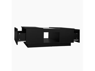 Table basse 100x50x35,5 cm avec led, verre et 2 tiroirs panneau de particules noir