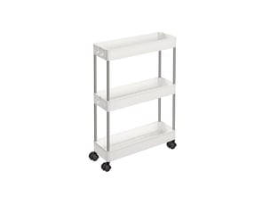 Chariot de rangement mobile sur 3 niveaux étagère sur roulettes gain de place étagère fine pour salle de bain cuisine design ajouré 40 x 13 x 60 cm blanc ksc007w01 b34ksc007w01 ksc007w01 12_0005017
