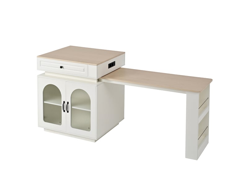  Îlot de cuisine 2 portes 1 tiroir coloris blanc led mdf Îlot de cuisine blanc - Conforama A