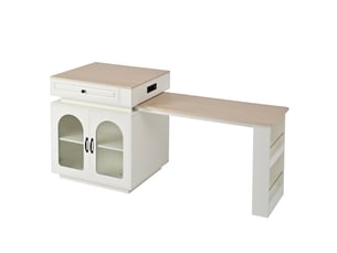 Îlot de cuisine 2 portes 1 tiroir coloris blanc led mdf