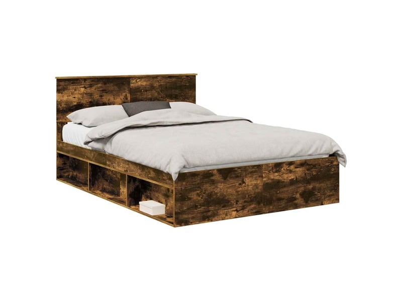  Lit double- lit adulte -  cadre de lit chêne fumé 140 x 200 cm pin massif  - Conforama A