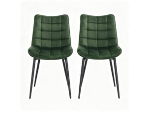 Chaises de salle à manger, lot de 2 avec assise rembourrée et pieds antidérapants en velours et métal vert foncé