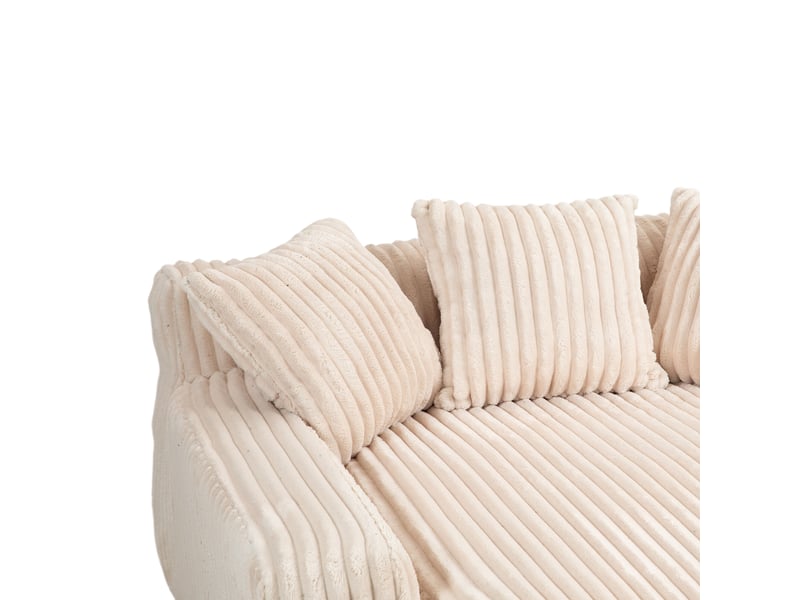  Canapé droit,canapé simple confortable en velours côtelé avec 3 oreillers moelleux,125x155x63,beige canapé beige - Conforama E