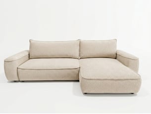 Canapé d'angle réversible convertible <strong>BOBOCHIC</strong> <strong>HONORE</strong> 3 places Tissu beige avec coffre de rangement
