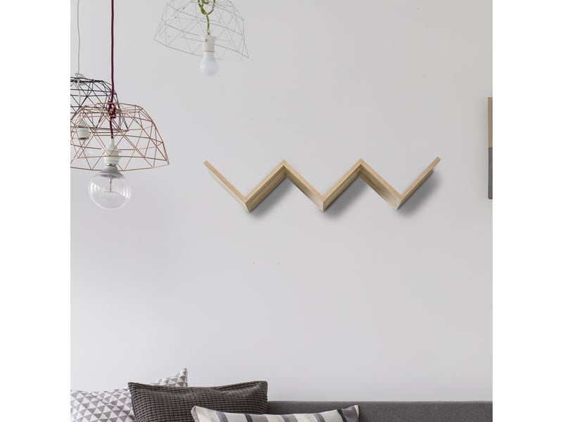  Etagères murale flottante - design contemporain en v - kit fixation inclus - panneaux particules chêne clair  - Conforama D