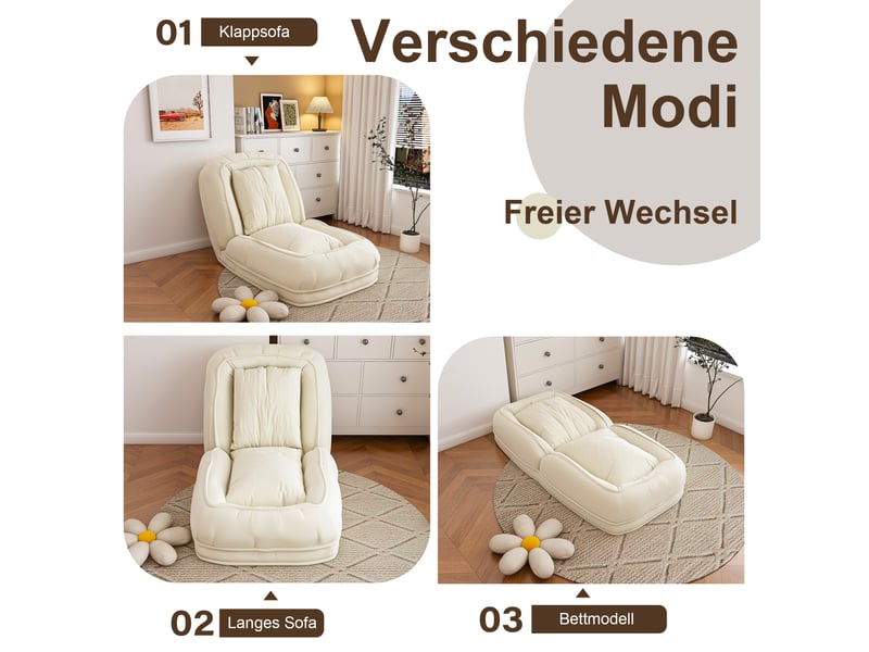 Canapé-lit pliable - ergonomique 5 positions réglables - peu encombrant et pliable - polyvalent pour travail et détente 180x90x26cm - Conforama E