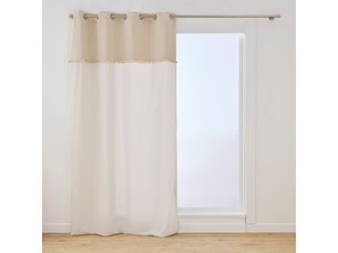 Rideau à œillets à pompons brio 140x240cm naturel