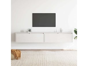 Lot de 2 étagères, armoires murales, meubles tv blanc 100x30x35 cm bois de pin massif cf41024