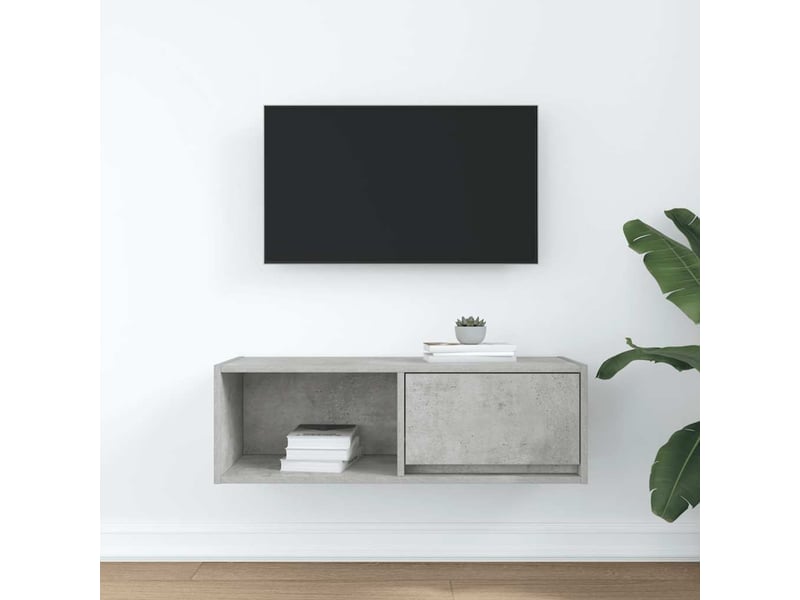  Meuble tv - banc tv - meuble de rangement gris béton 80x31x25,5 cm bois d'ingénierie  - Conforama C