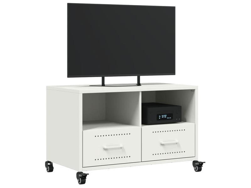  Meuble tv - banc tv - meuble de rangement blanc 68x39x43,5 cm acier  - Conforama D