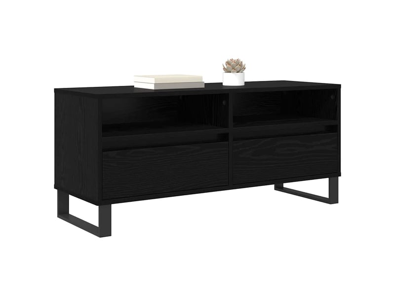  Meuble tv - banc tv - meuble de rangement avec tiroir chêne noir 100 x 34,5 x 44,5 cm  - Conforama C
