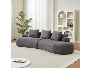 Canapé modulaire,306x103x67 cm,3 pièces forme demi-lune,chenille,gris anthracite
