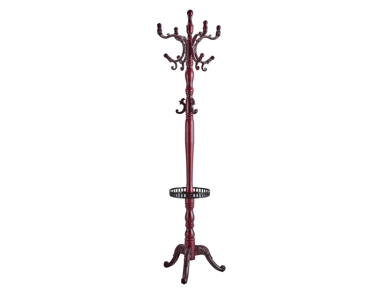  Porte-manteau sur pied européen 50x48x195 cm, meuble de chambre, multi-crochets, meuble salon, bois et métal, noyer  - Conforama A