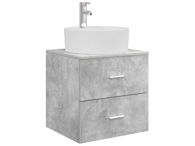  Vanité de lavabo mural, meuble de rangement gris béton 49.5x44.5x65 cm shl5086  - Conforama A