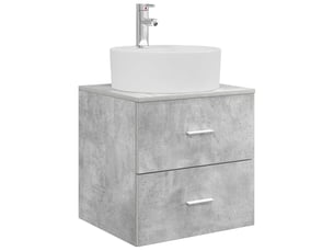 Vanité de lavabo mural, meuble de rangement gris béton 49.5x44.5x65 cm shl5086