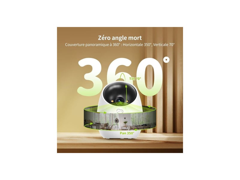 Camera wifi interieur d210 1080p rotation 360 vision nocturne BEA6941545634890 - Conforama C