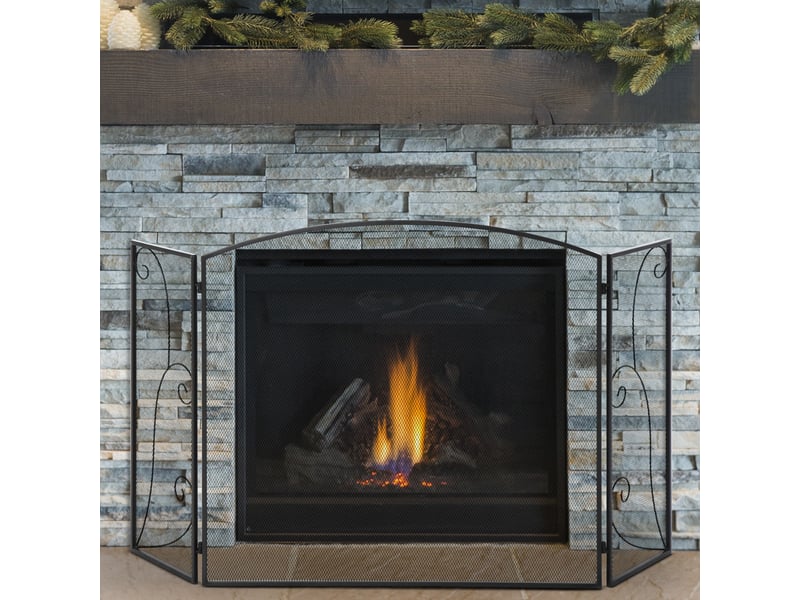  Pare-feu pour cheminée, 3 panneaux, pliable, flexible, en métal, noir, 132,5 x 76,5 cm  - Conforama D