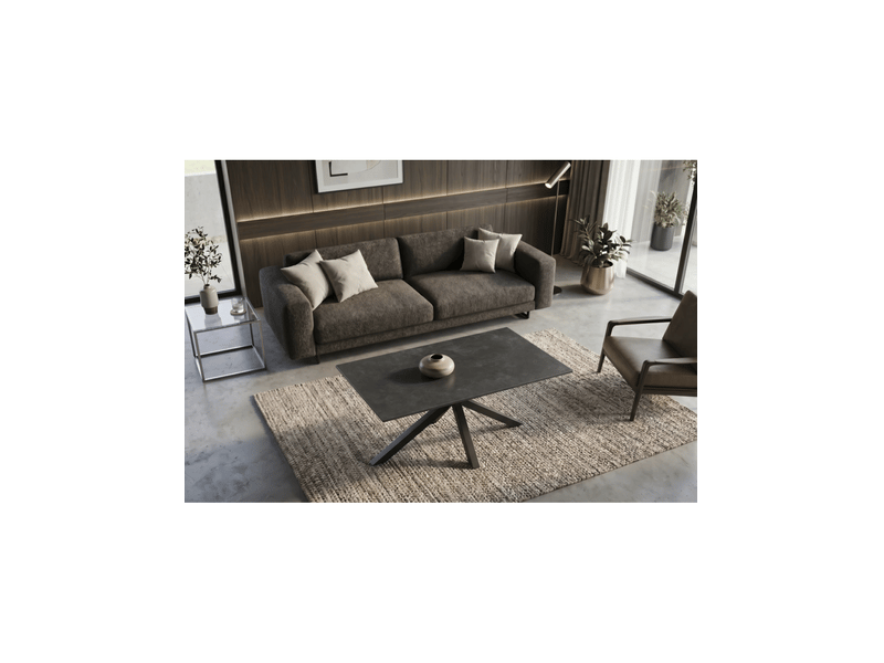 Table basse solara 100 cm en céramique gris anthracite avec pied étoile en métal noir - Conforama D