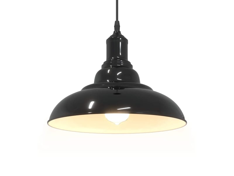  Lampe suspendue, suspension luminaire réglable hauteur e27 noir brillant ø 31cm métal  - Conforama E