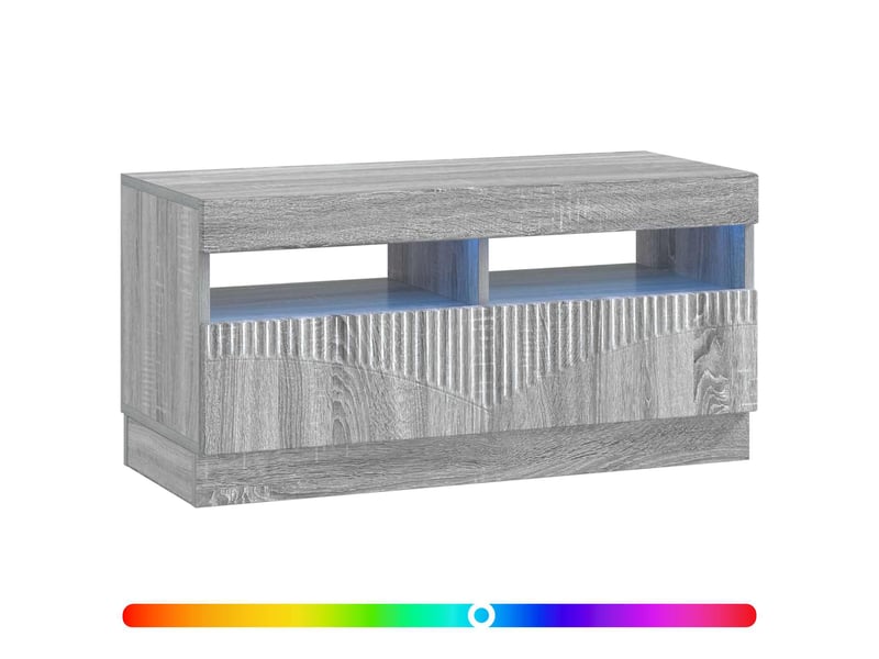  Meuble tv - banc tv - meuble de rangement led sonoma gris bois d'ingénierie  - Conforama C