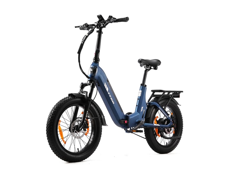Vélo électrique pliable ttgo f7, 250w 48v 15ah, pneus fat 20, bleu - Conforama C