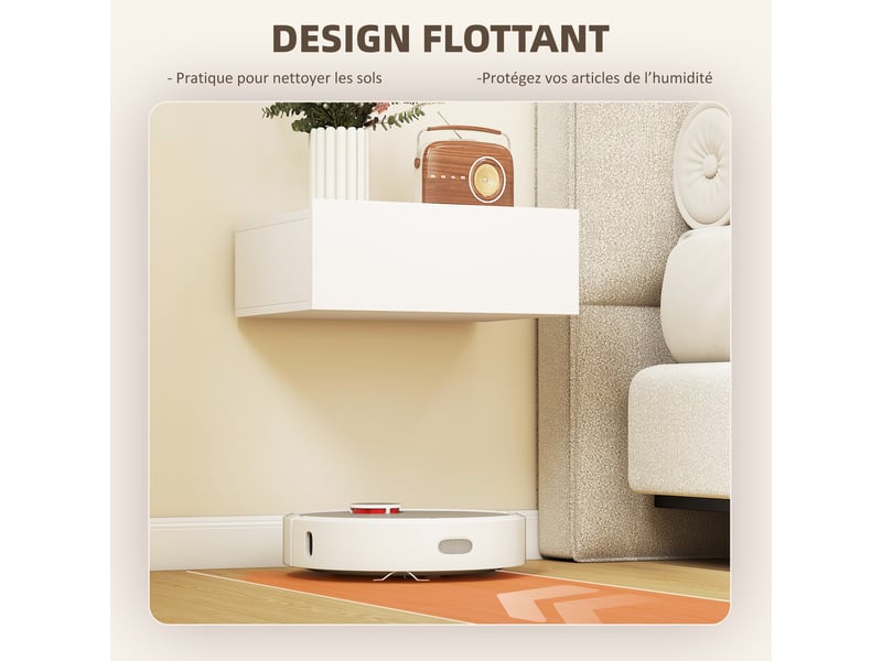  Lot de 2 tables de chevet murales avec tiroir blanc 40 x 30 x 15 cm  - Conforama D