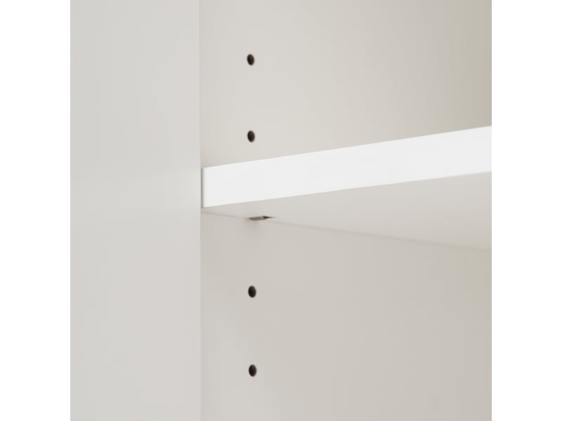 Buffet blanc 140x84x40 cm, meuble bas avec 2 portes latérales et 3 tiroirs centraux, idéal pour stockage salon et chambre - Conforama W