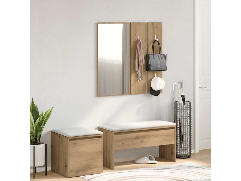  Ensemble de meubles de couloir chêne artisanal bois ingénierie shl15640  - Conforama C