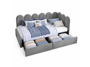 Lit avec rangement 90x200 cm ULQENI coloris gris