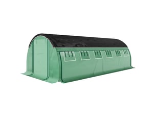 Serre tunnel de 6 x 3 x 2 m avec filet de protection solaire, parois latérales enroulables, bâche en plastique, structure en acier, verte