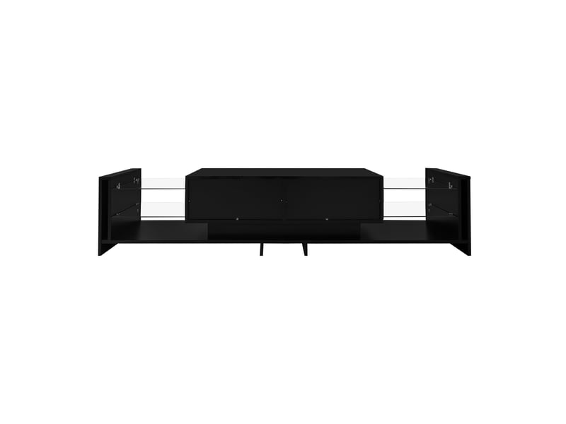  Meuble tv design 181 cm blanc laqué led façade verre grand écran  - Conforama A